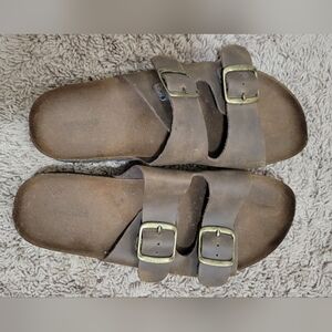 Sonoma Brown Sandals with Gold Buckles